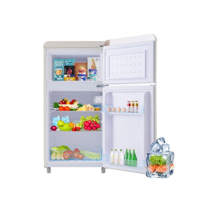 Réfrigérateur Vintage - MUVOE - Modèle - 72L - Congélateur 21L - 120 kWh - Blanc