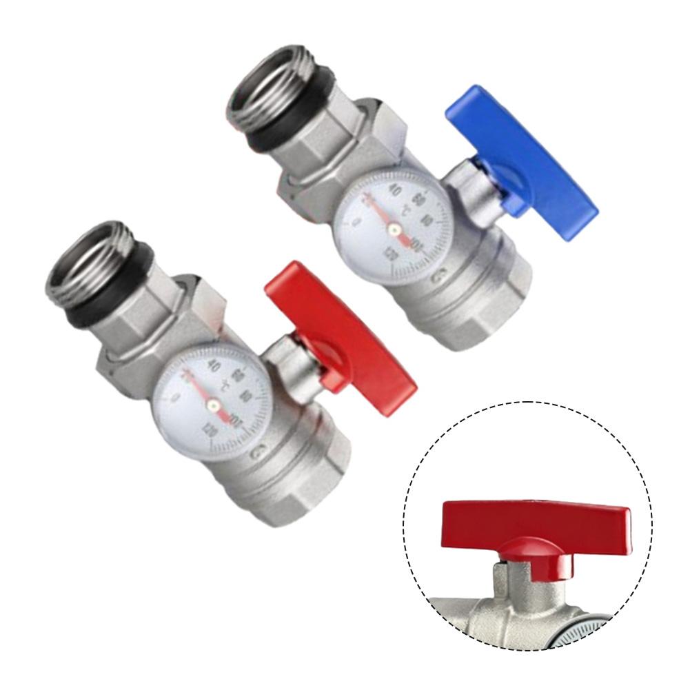 

2Pcs Floor Heating Water Separator Brass Ball Valve Set With Thermometer Red And Blue For Heating Circuit Distributor System China Mainland