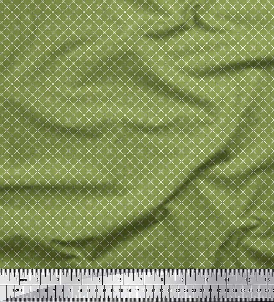 Soimoi Japan Crepe Satin Fabric Geometric Small Print Fabric by Metre 42 Inch