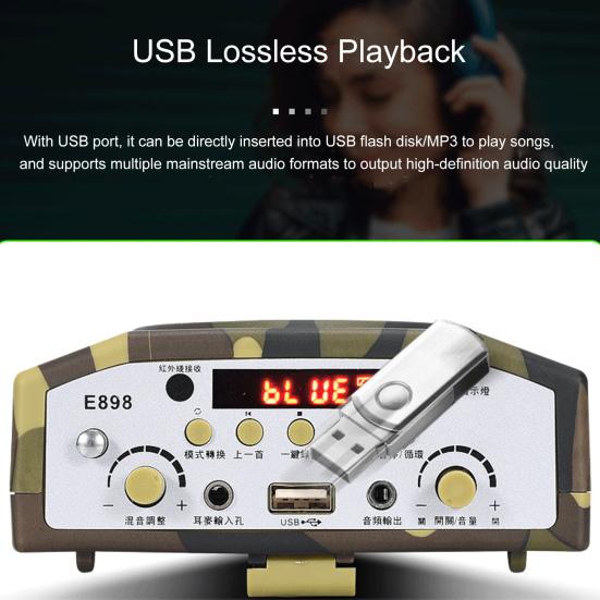 E-898 Megaphone HiFi Intelligent Noise Reduction Infrared Remote Controller Camouflage Bluetooth-compatible Wireless