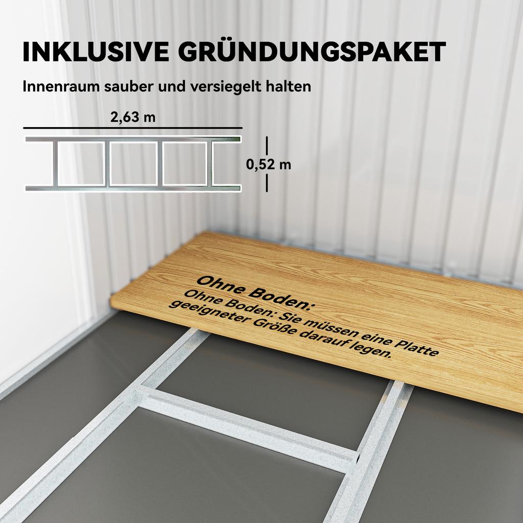 Metall-Werkzeughaus 6,3m³ 280x130x172cm Werkzeugschuppen mit Pultdach Schiebetür Wetterfestes Gartenhaus Outdoor Gartenhaus Schrank für Hinterhof Outdoor