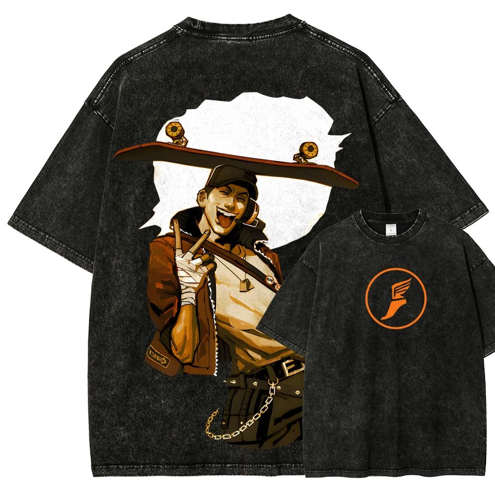 

Team Fortress Anime Lover Washed T-shirt Year round clothing high quality personality Clothes Plus Size Unisex New Model Streetwear XXXL
