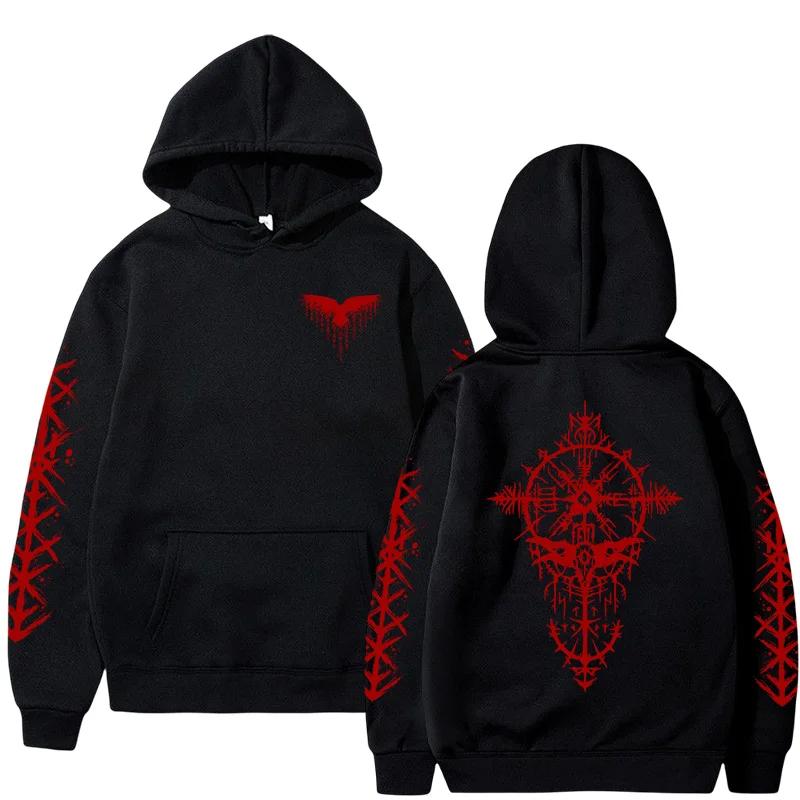 2025 Hot Sale Hoodie for Man Autumn Winter Daily Casual Sporty Jogging Sweatshirt Raven Rune Pattern Fashion Pullover