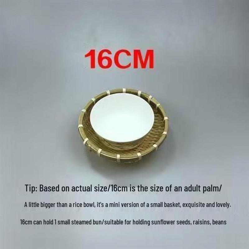 Bamboo Woven Winnowing Basket for Steamed Buns, Vegetable Draining, Washing Rice, and Fruit Storage