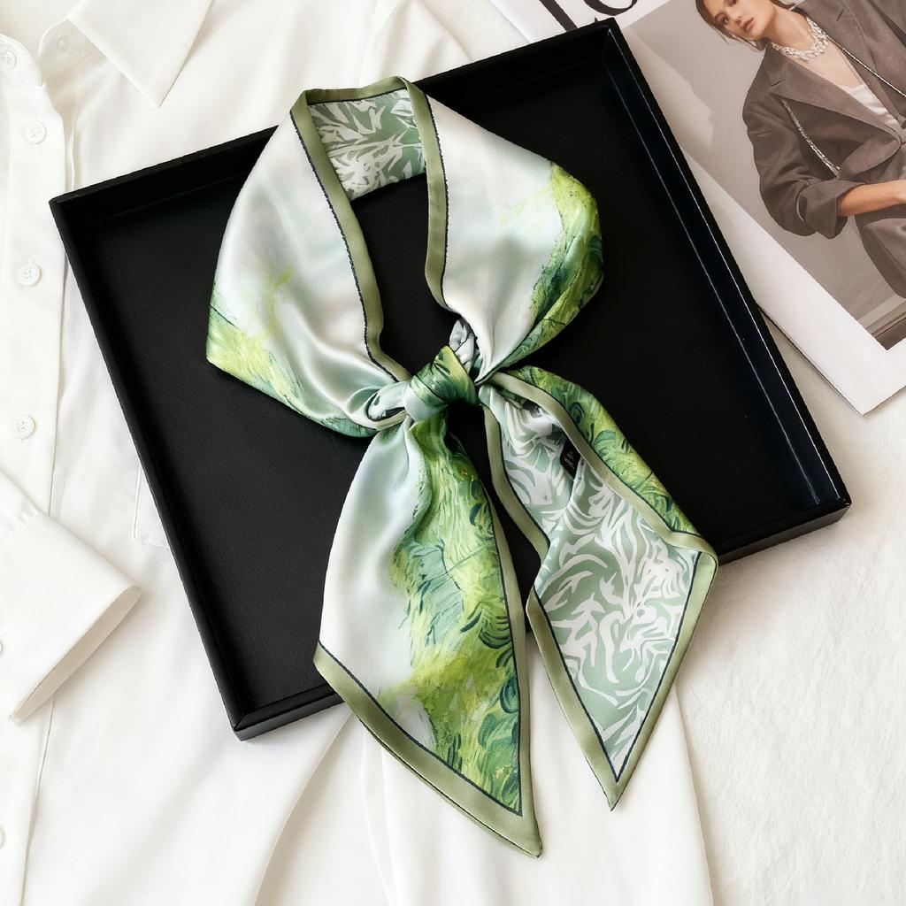 Korean Version of Rabbit Long Silk Scarf Streamer Women's Spring and Autumn New Scarf Double-layer Double-sided Decorative Scarf Handle Tied Bag
