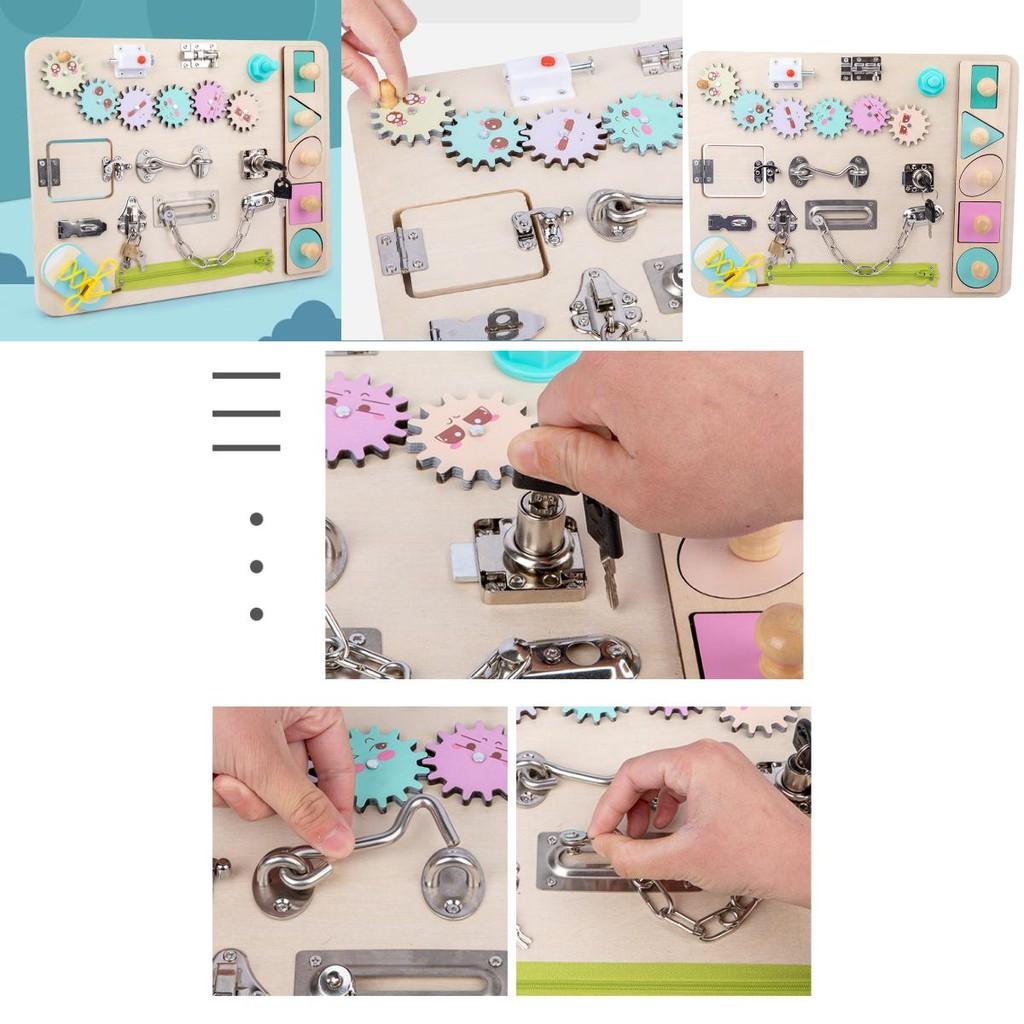 Wooden Lock Picking Busy Board For Toddlers Early Education Learning Toy