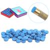 50PCS PU Leather Billiard Pool Cue Tips Pool Stick Replacement Accessory with Storage Box