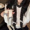 Harajuku Bow Wool Shawl Polka Dot Long Narrow Scarves Sweet Knitted Scarf  Outdoor
