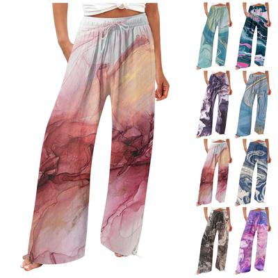 Pants For Women Flowy Summer High Waisted Wide Leg Print Pant Casual Pants