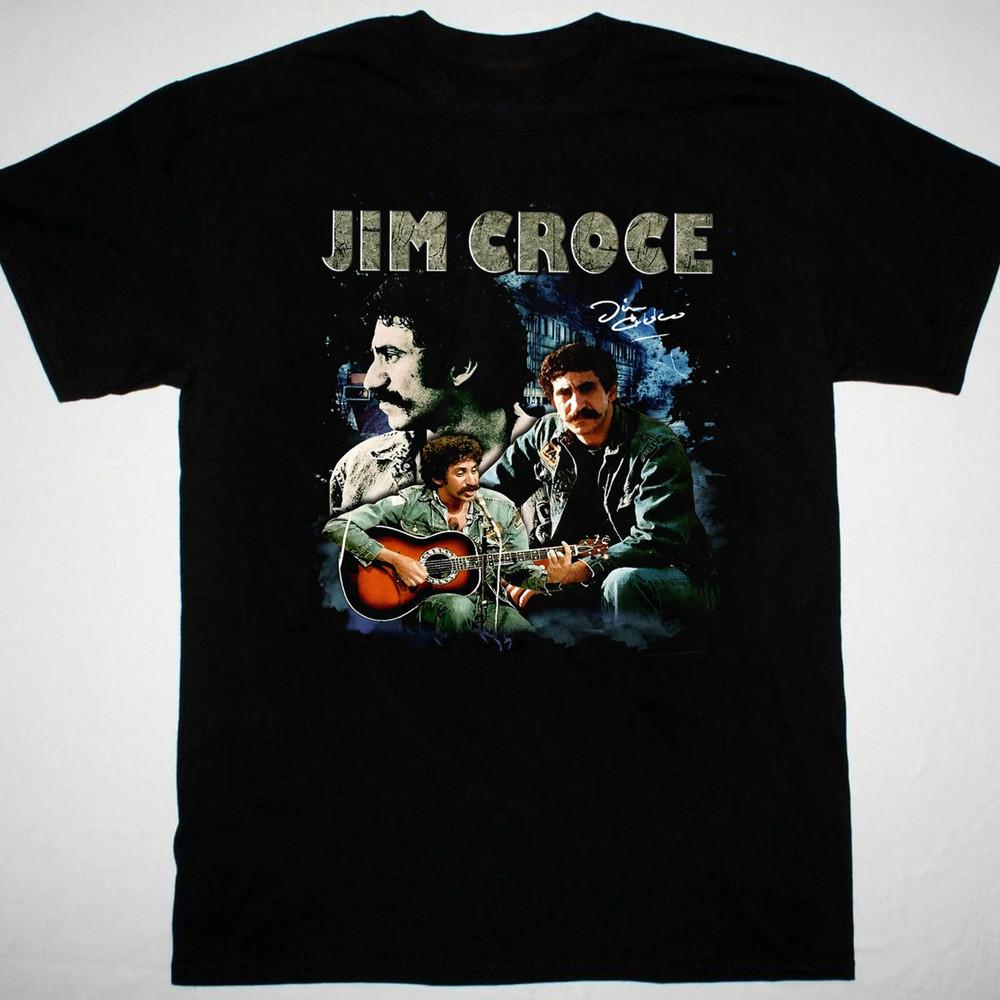 Jim Croce Collage Men black Cotton Unisex All Sizes Unisex T-Shirt