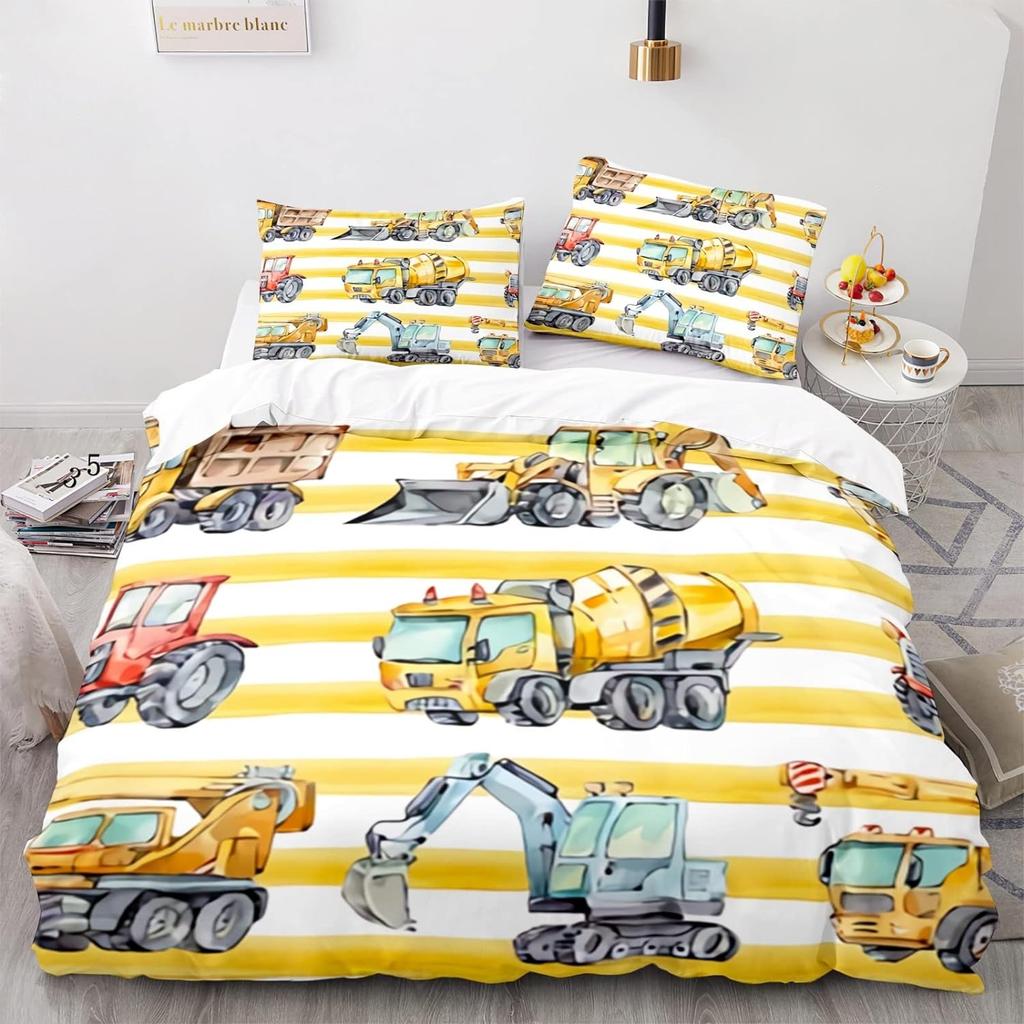 New Children's Tractor Quilt Cover Boys Duvet Cover Set Ractor Bedding Set Truck Farm Tool Cart Comforter Cover Set Holiday Gift