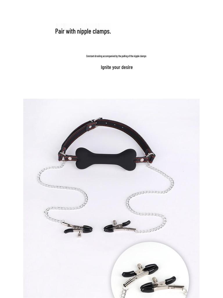 Silicone Dog Bone Ball Gag - Adult Female Training Toy