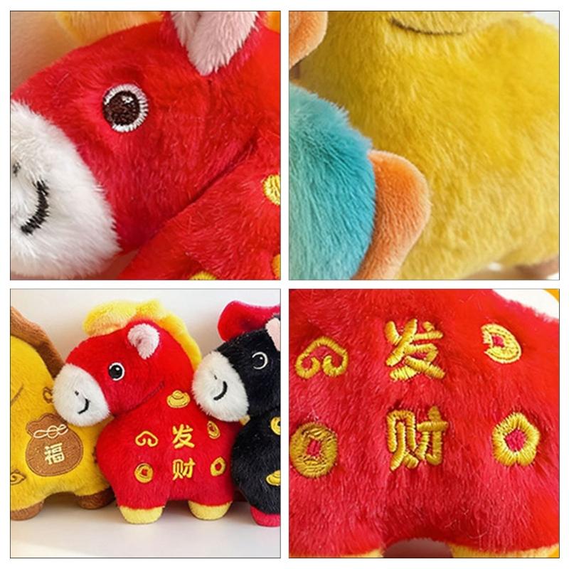 Lucky Horse Year Plush Keychain Pendant Decoration Soft Hanging Toy For Bag Car Keys Accessories