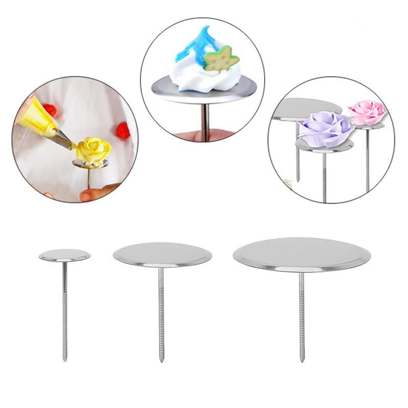 Stainless Steel Piping Nail Tips Cake Chocolate Biscuit Flowers Decorating Needle Stands Cream Transfer Tray Baking Pastry Tools