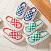Four Seasons Linen Thick-soled Slippers Checkerboard Simple Home Non-slip Cool Slippers Couple Wooden Floor Mop