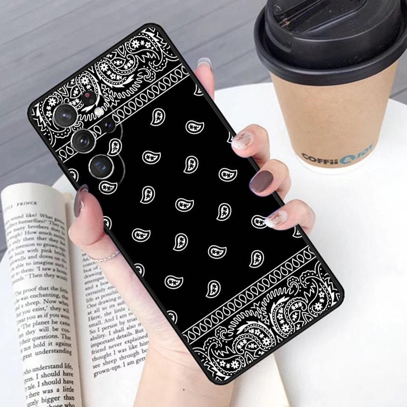 Black Bandana Paisley phone case Cover For Samsung Galaxy S24 S25 Ultra S21 S22 Ultra S10E Note 10 Plus Note 20 FE S23