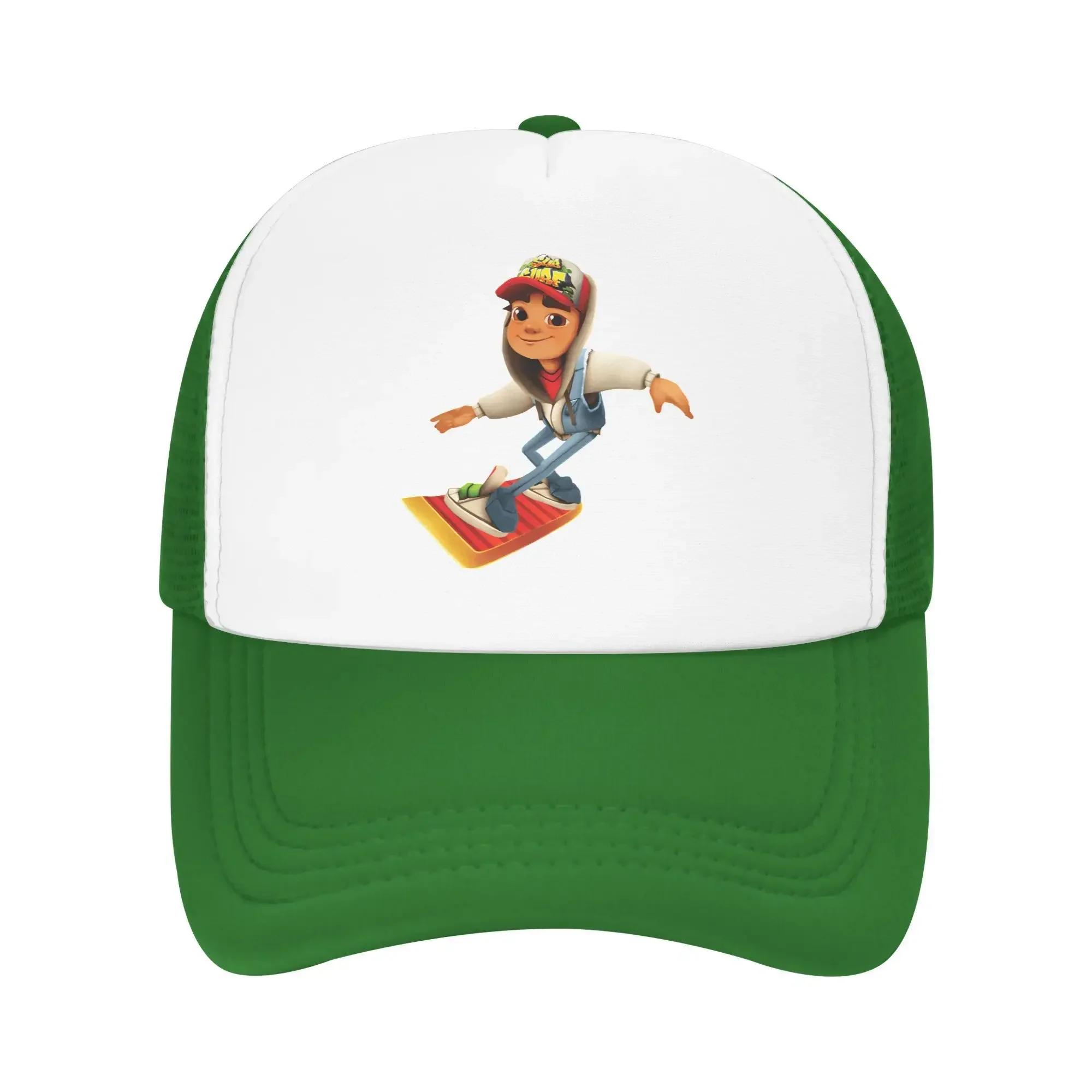 Subway Surfers Game Mesh Baseball Cap Men Women Trucker Hat Dad Hat Breathable Polyester Trucker Cap Autumn Trucker Hats as shown