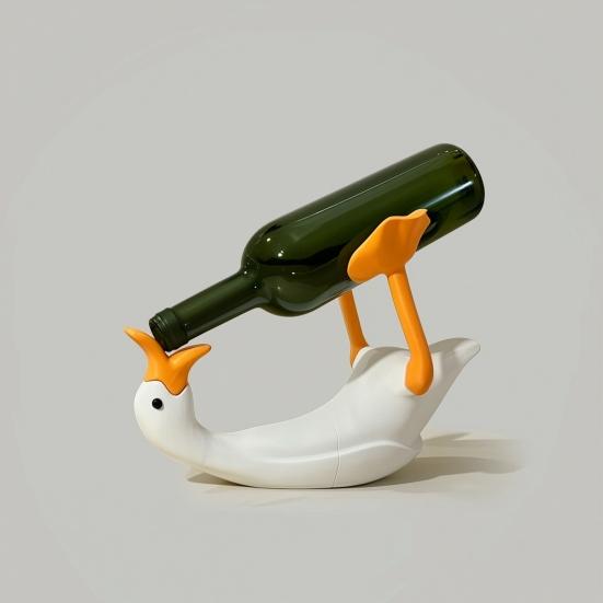 Goose Wine Bottle Holder, 3D Printed White Duck Shape Wine Rack for Standard Bottles, Funny Kitchen Bar Decor, Unique Gift for Wine Lovers