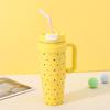 High-value Big Mac Thermos Cup for Girls, Large-capacity Ice Cup with Handle, Office Straw Cold Water Cup