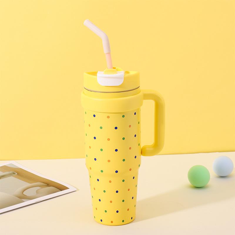 High-value Big Mac Thermos Cup for Girls, Large-capacity Ice Cup with Handle, Office Straw Cold Water Cup
