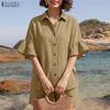 ZANZEA Women Half Sleeve Blouse and Shorts Summer Two Piece Suit Sets