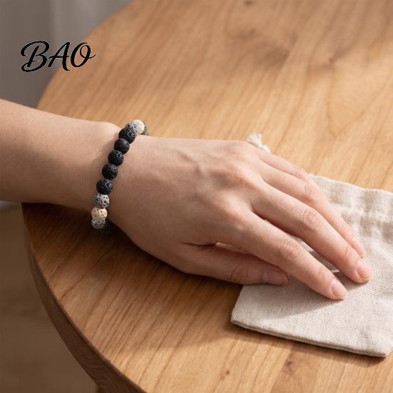Simple Versatile Daily Accessory Obsidian Stone Bracelet for Men Women, Colorful Rock Beads Casual Travel Outfit Stackable Stretch Bracelet,