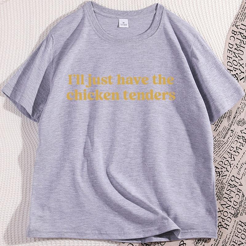 Ich nehme nur die Hähnchen-Nuggets T-Shirt Lustig Baumwolle Kurzarm Rundhals T-Shirt Humor Locker Streetwear Herrenbekleidung