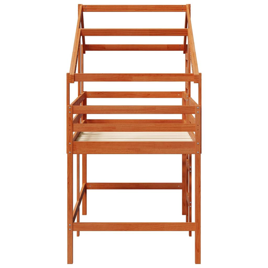 Loft Bed Frame Wax Brown 90 X 190 Cm Solid Pine Wood