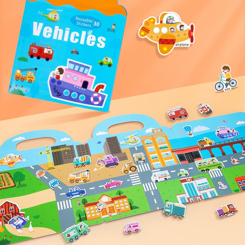 Fun Paper Foldable Magnetic Book Style Puzzle Early Education Cartoon Animal Traffic Recognition Matching Toys for Toddlers