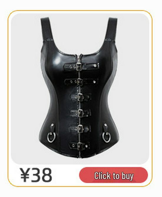 European & American Steel-Boned Leather Punk Corset Waist Cincher for Performance 