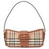 Borsa a Spalla in Tela a Quadri Vintage con Bordi in Pelle Marrone Borsa Hobo 8092074