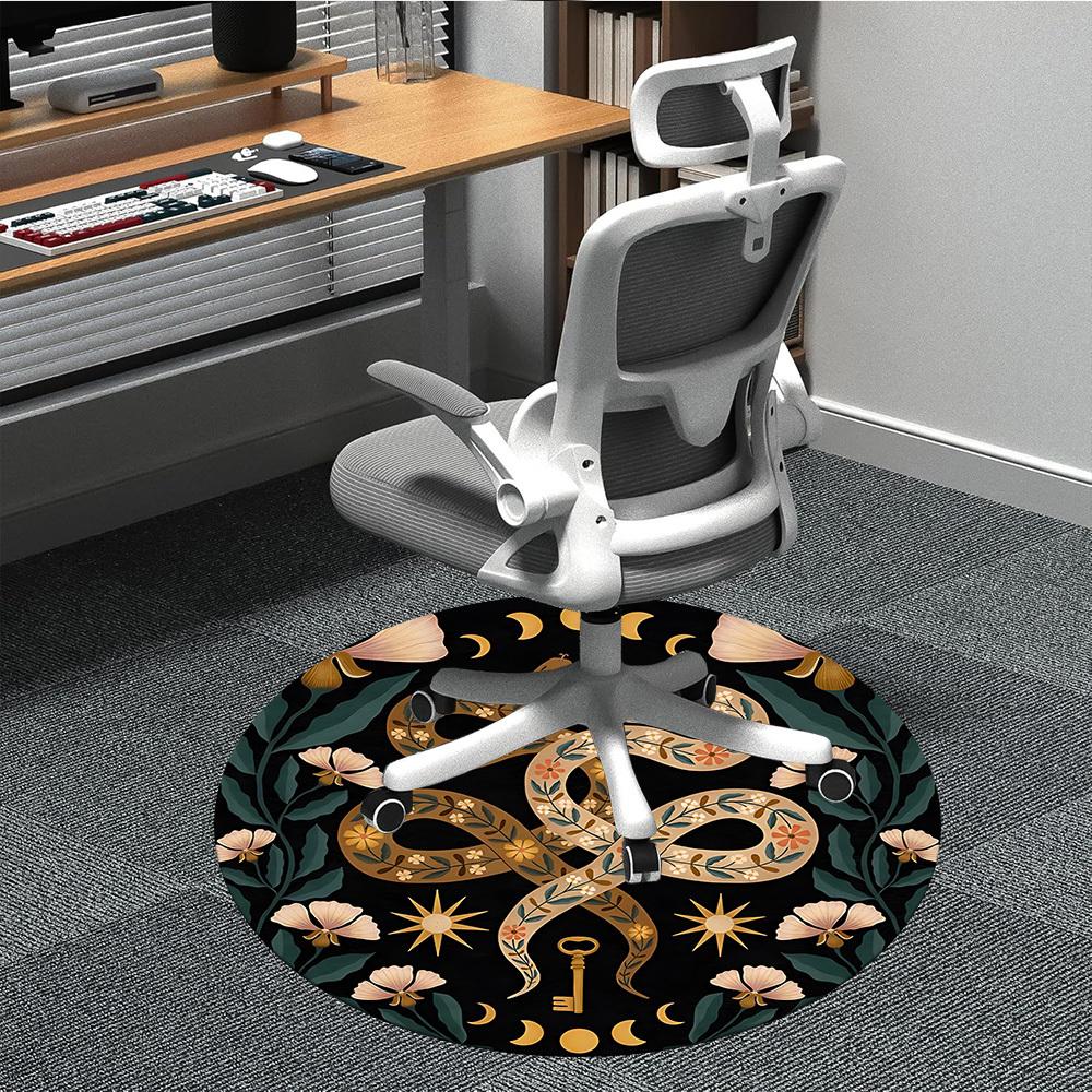 

1pc Snake Motif Carpet, Round Non Slip Durable Large Size Office Carpet, Suitable for Office 80cm