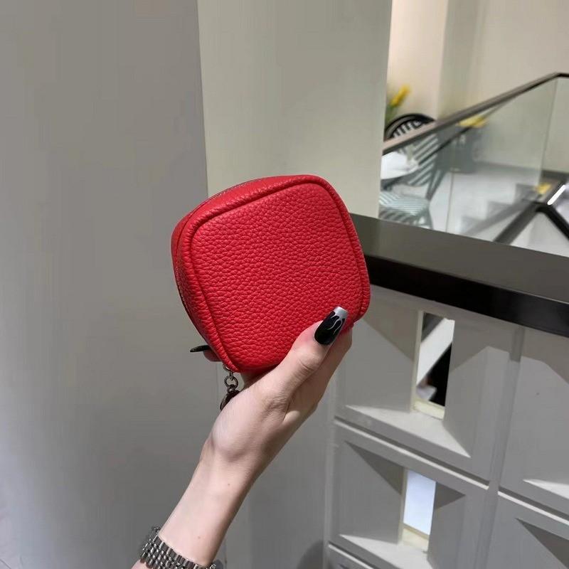 Genuine Leather Mini Coin Purse Small Square Bag With Chain Strap Crossbody Shoulder Women