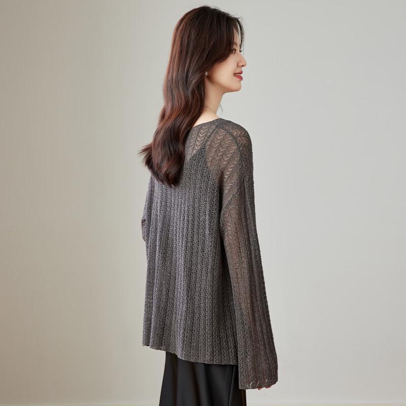 Women's Sheer Hollow-out Knit Pullover Top