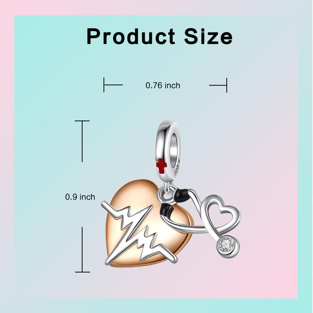 copper ECG love stethoscope boutique pendant fit original bracelet charm beads necklace Diy female jewelry High Quality