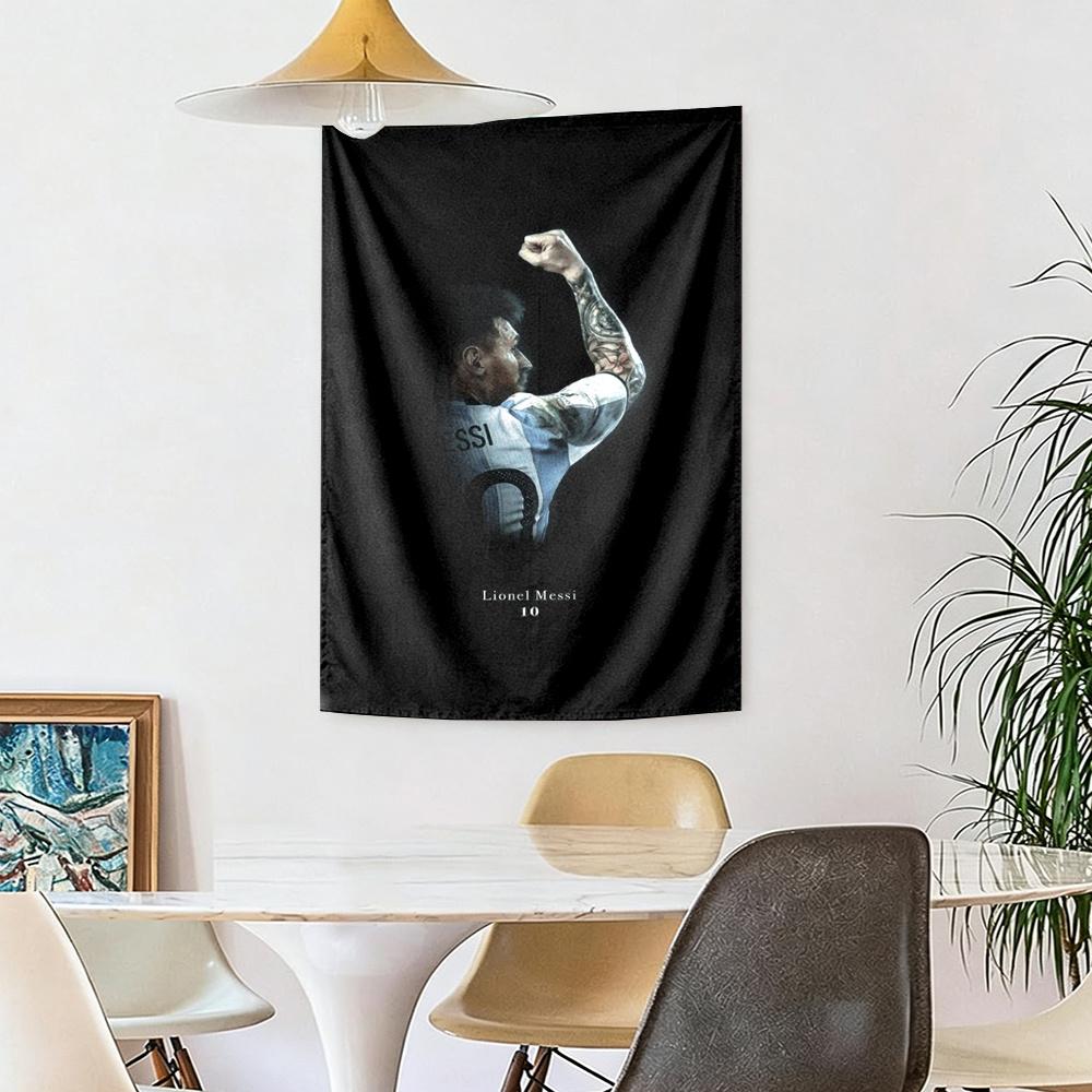 Football Messi Handwoven Tapestry Rustic Farmhouse Made For Studio Wall Balcony Living Room Four Seasons Boho Decor Gift For New Home