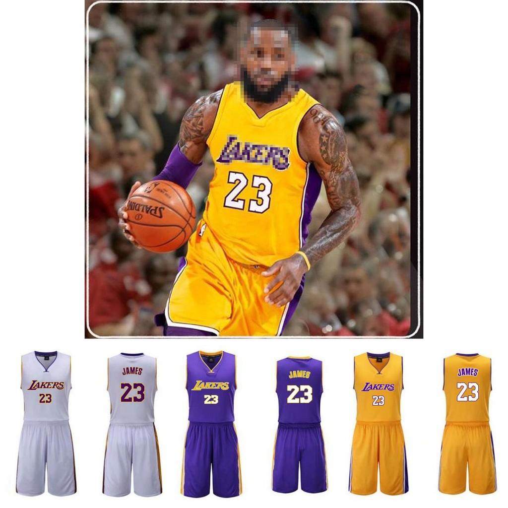 Conjunto de Camisa de Basquete Los Angeles Lakers Lebron James com Tecido de Poliéster para Homens e Entusiastas de Esportes