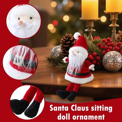 Christmas Santa Claus Figure Doll Christmas Santa Claus Sitting Plush Holiday Plush Ornament Decoration For Ornament  Shelf Home