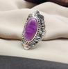 Amethyst Statement Ring: Oval Purple Gemstone, 925 Sterling Silver
