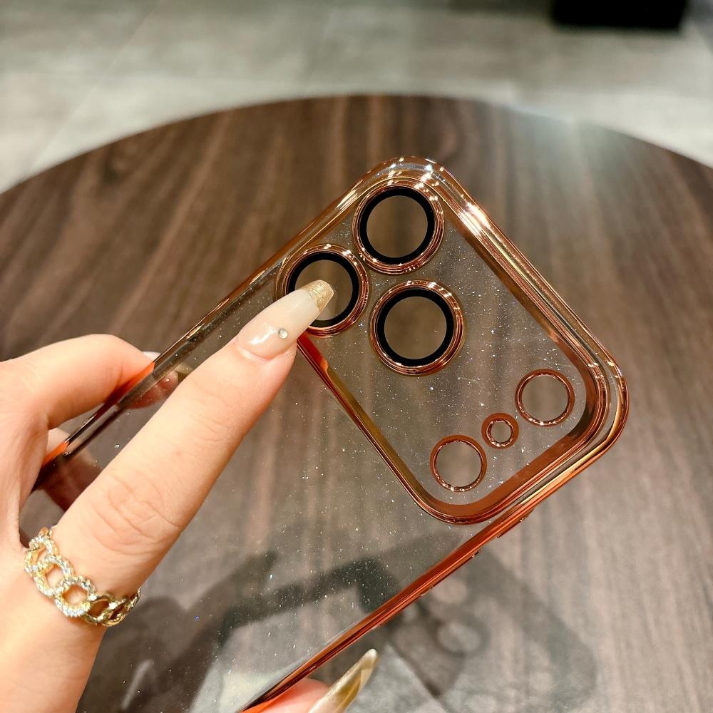 Plating Sparkling Transparent Case For iPhone 17 Air 16 15 14 Plus 13 12 11 Pro Max Shiny Glitter Bling Rugged PC Armor Cover