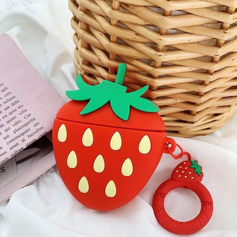 Silicone AirPods second generation wireless bluetooth headset case for apple 1 generation trend strawberry cartoon soft case