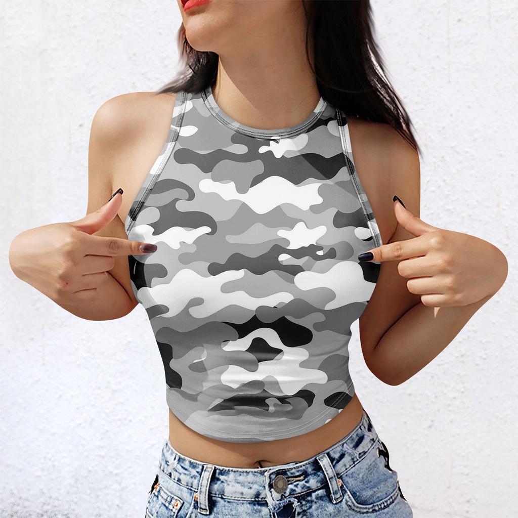 Women's Fashion Camouflage Print Sleeveless Base Tank Top