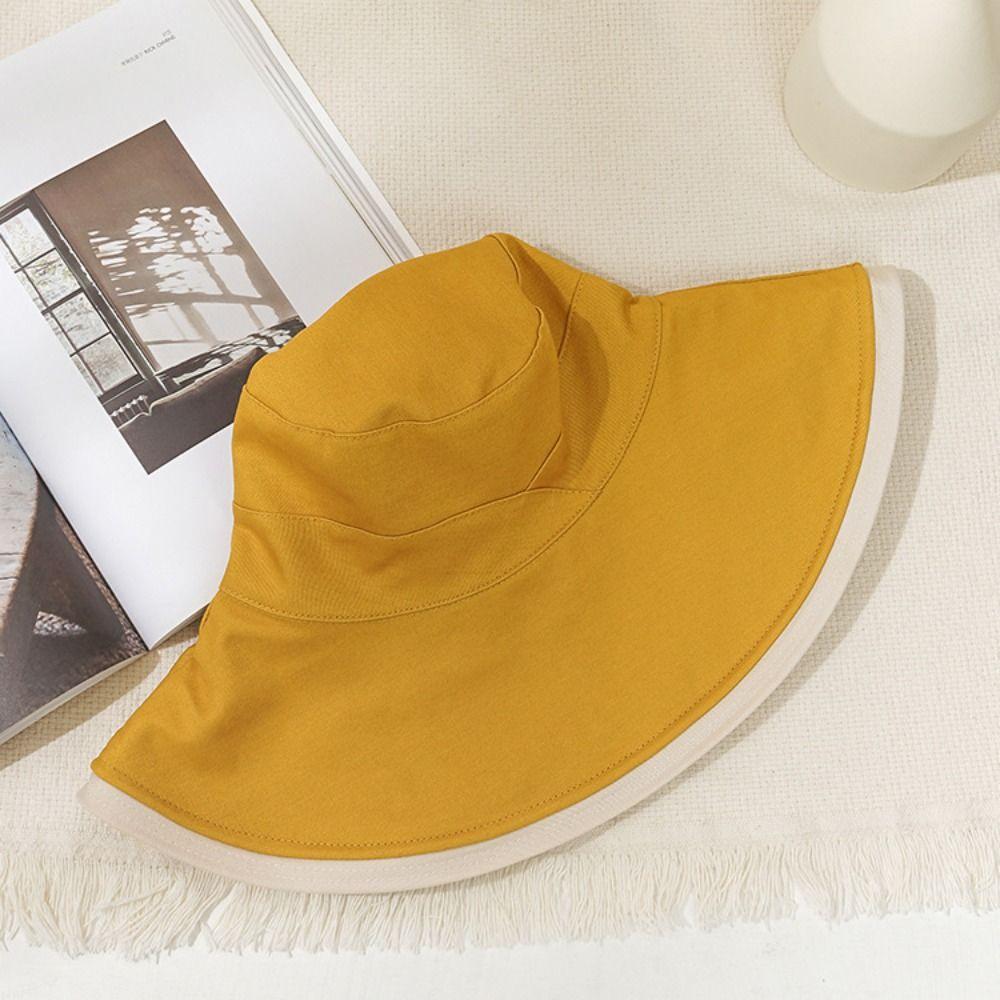 Versatile Women Sun Hat Broad-edged Bucket Hat Double-sided Wear Fisherman's Hat Vacation