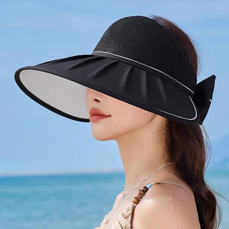 Summer Brimmed Wide Sun Protection Hat With Bow Decor And Breathable Design