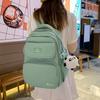 Simple Solid Color Letter Printed Student Backpack With Plush Pendant For Daily Use