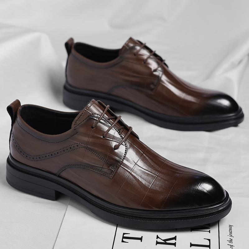 Fashion Classic Brand Interview Business Work Shoes Retro Brown Men's Leather Casual Shoes High Quality Sole Men's Oxford Shoes