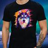 T-Shirt Men Pomsky Dog Pop Art Motif Cotton Size S To 5XL