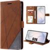 Case for Samsung Galaxy S26, Flip Protection Anti-Scratch Two-Tone Synthetic Leather Brown Grey