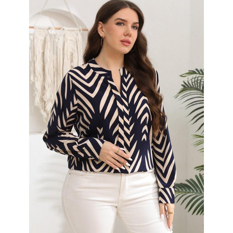 Vintage Printed Long Sleeve Loose Fit Oversized Shirt For Women
