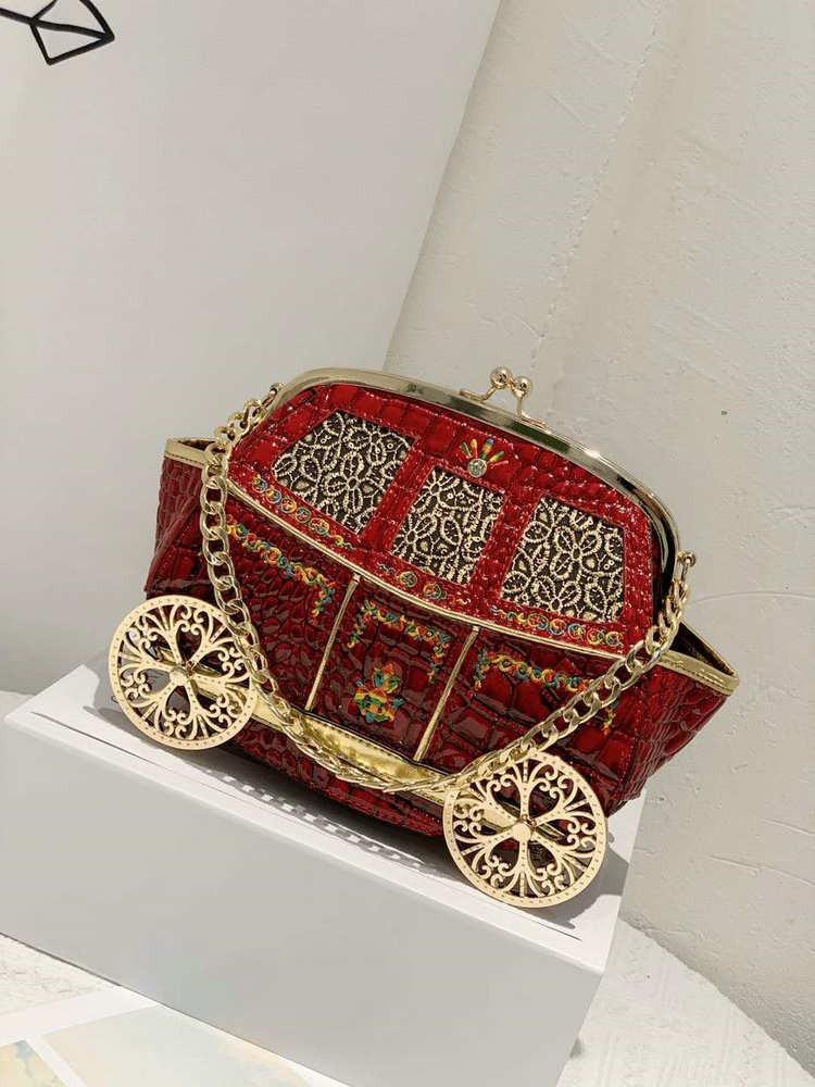 

Fashion Creative Styling Embroidered Carriage Bag New Trend Women S Daily Handbag Word Messenger Bag красный